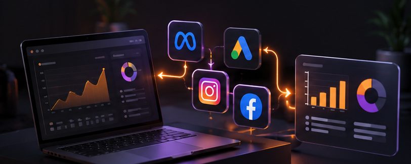 Reporting marketing automatisé : données Meta, Google Ads, Instagram et Facebook centralisées dans un dashboard
